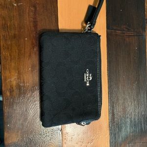 Black Coach logo wristlet